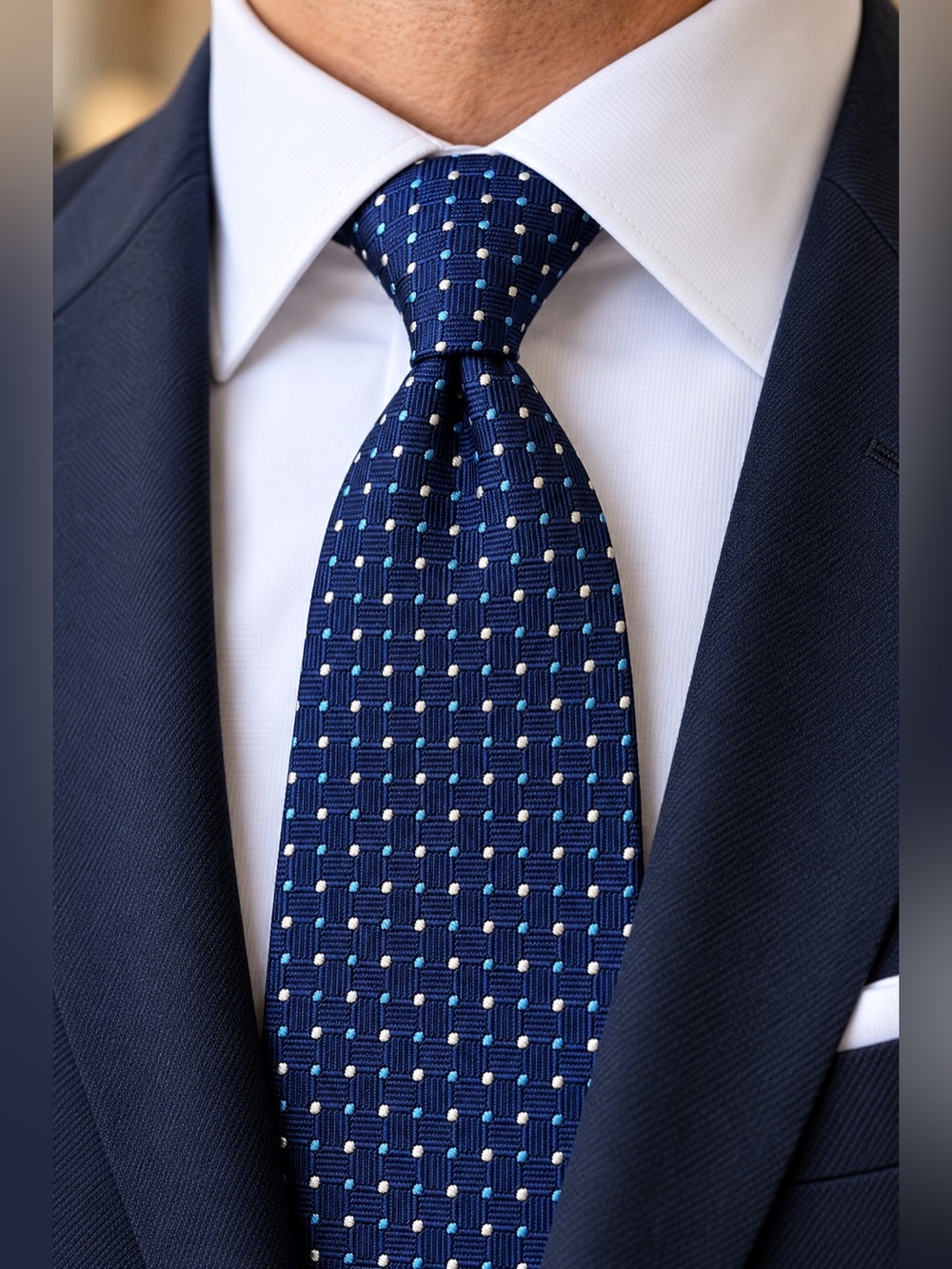 Brooks Brothers Makers Silk Tie Navy Blue Geometric Made USA 60”